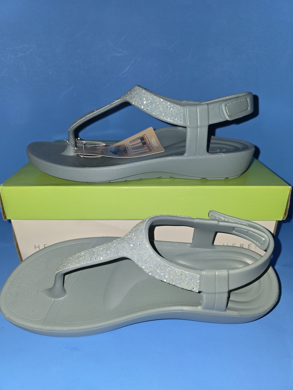 🩵 Aetrex Parker Sparkle Sandals Size 9 BNIB Comfort Orthotic Summer 🩵